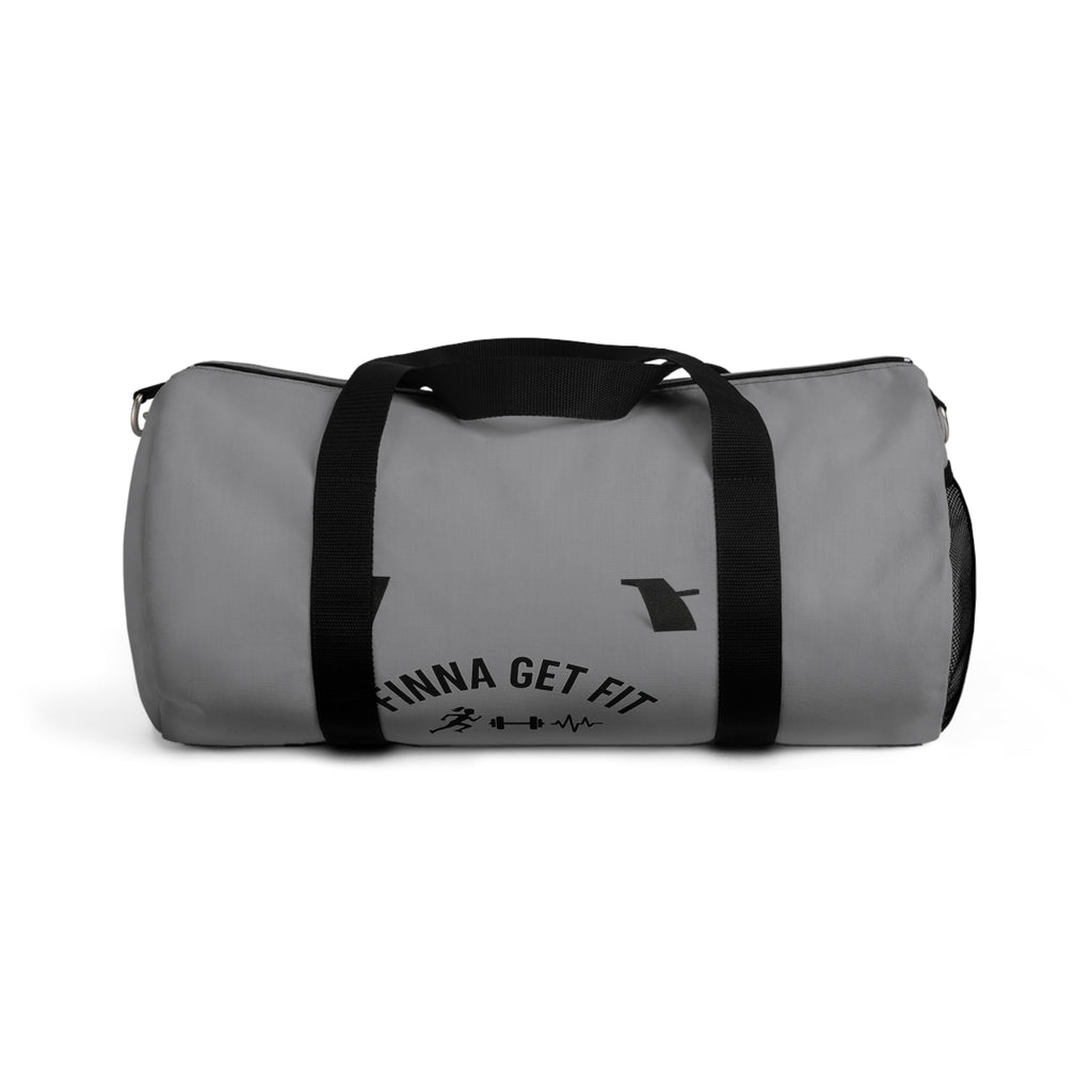 "Finna Get Fit" Gray Fitness Duffel Bag — Gym Workout Travel Bag