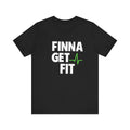 Finna Get Fit Heartline Minimalist Tee — Green EKG Pulse Chest Graphic T-Shirt
