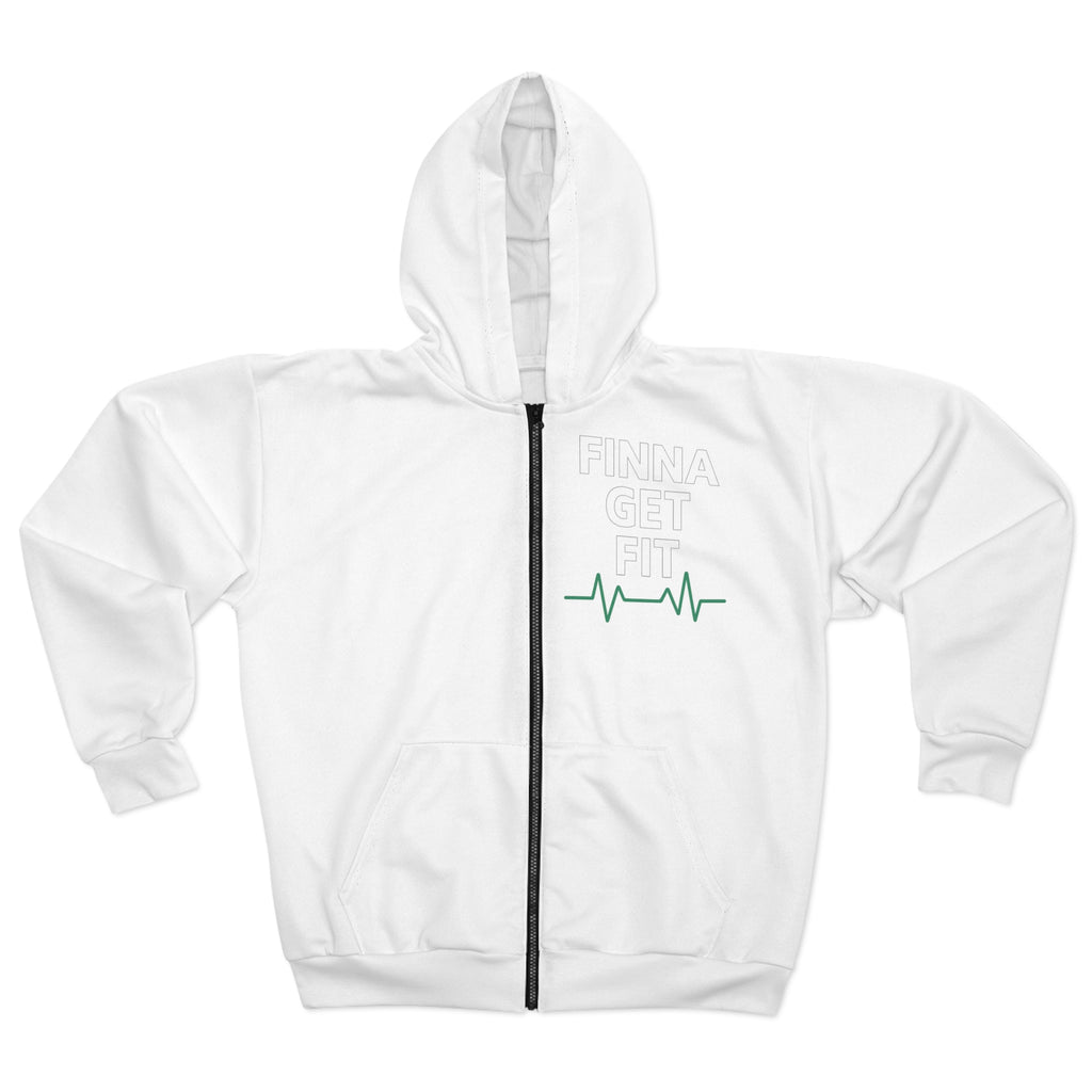 Finna Get Fit Zip Hoodie – Fitness Graphic Zip-Up with Heartbeat Line