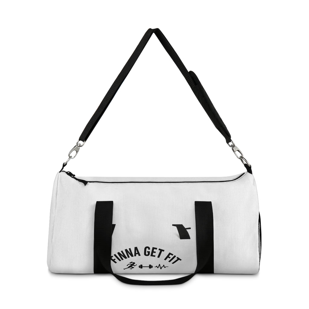 "Finna Get Fit" White Fitness Duffel Bag- Gym Workout Travel Bag
