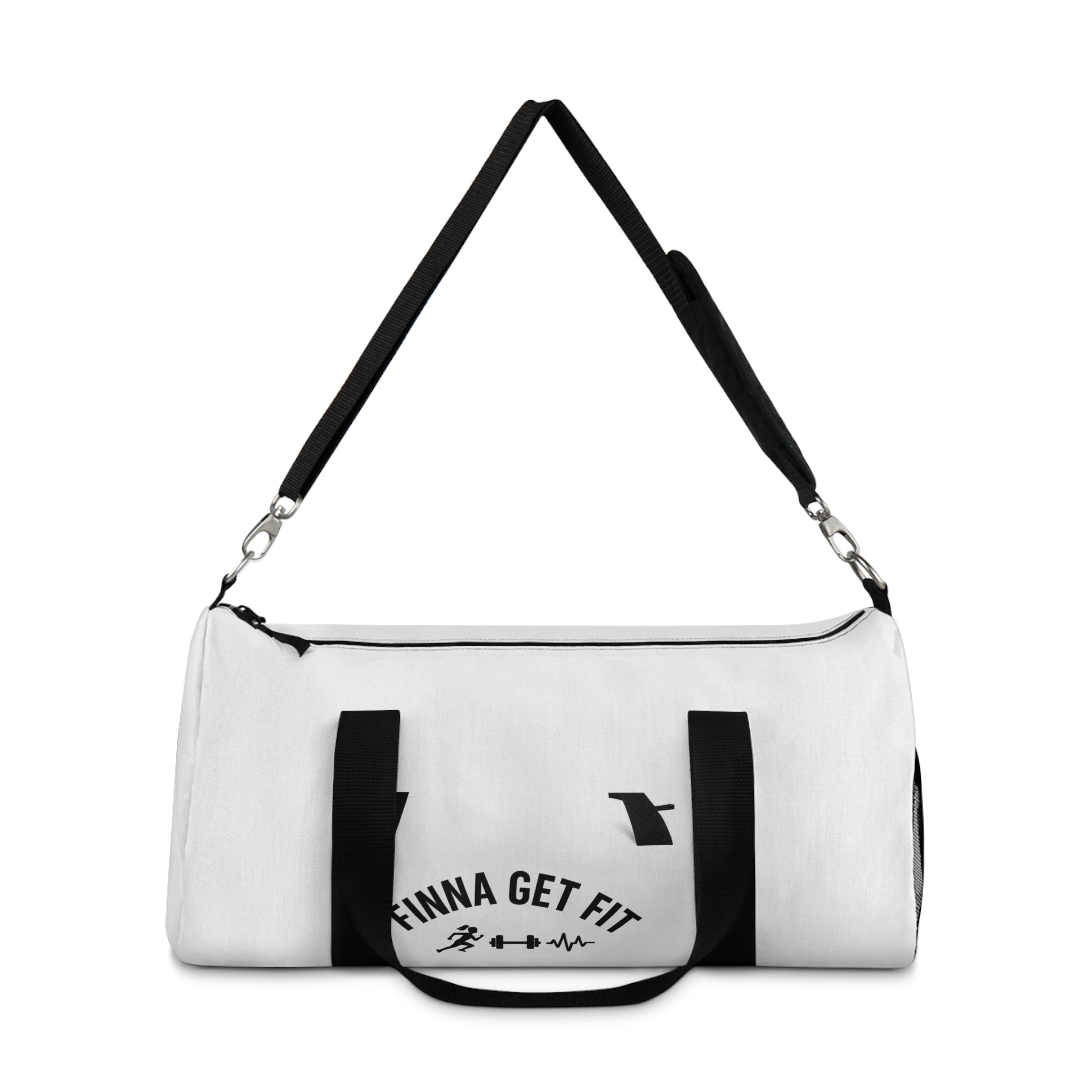 "Finna Get Fit" White Fitness Duffel Bag- Gym Workout Travel Bag