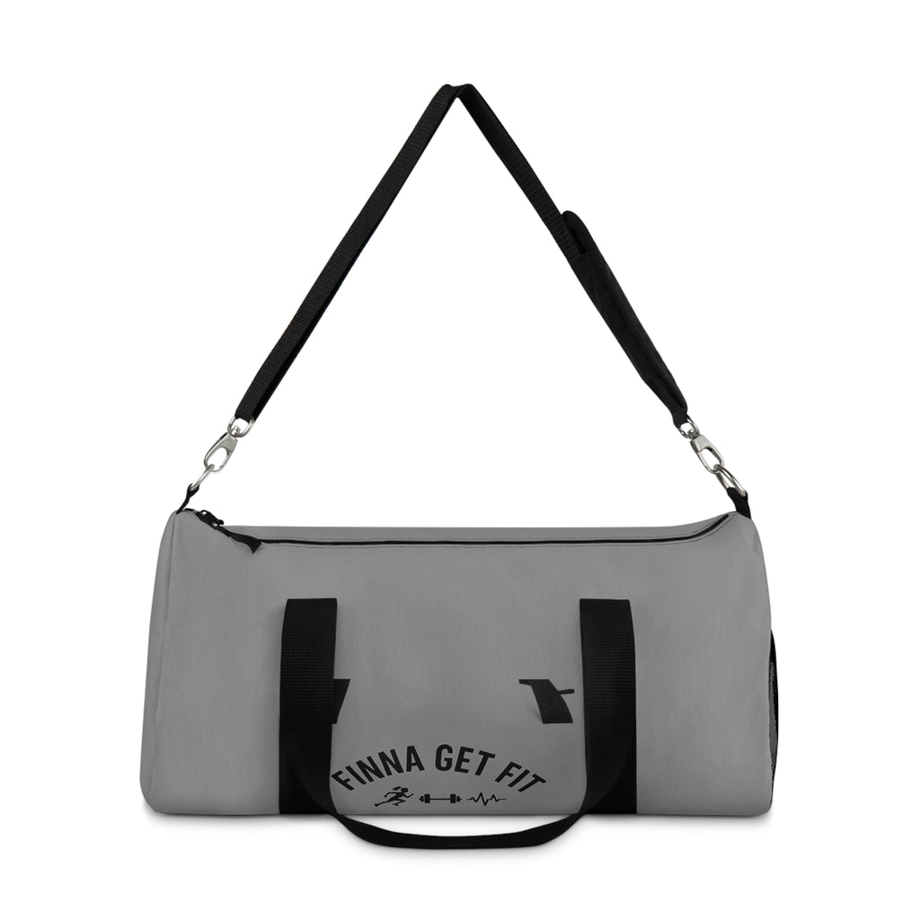 "Finna Get Fit" Gray Fitness Duffel Bag — Gym Workout Travel Bag