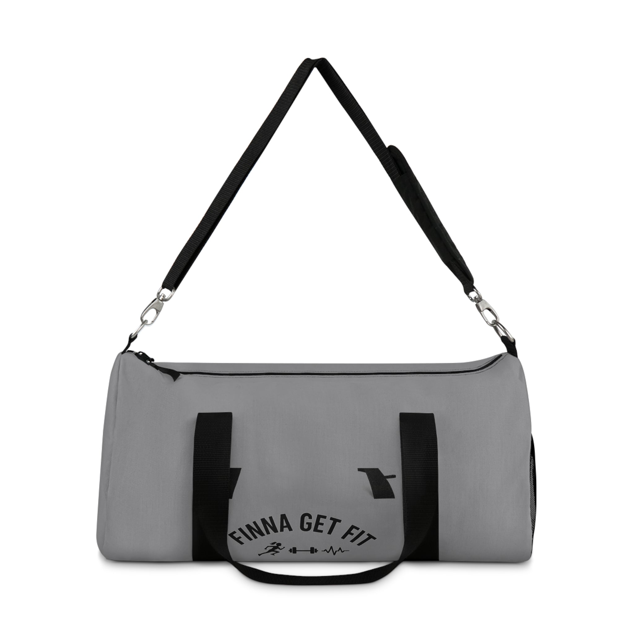 "Finna Get Fit" Gray Fitness Duffel Bag — Gym Workout Travel Bag