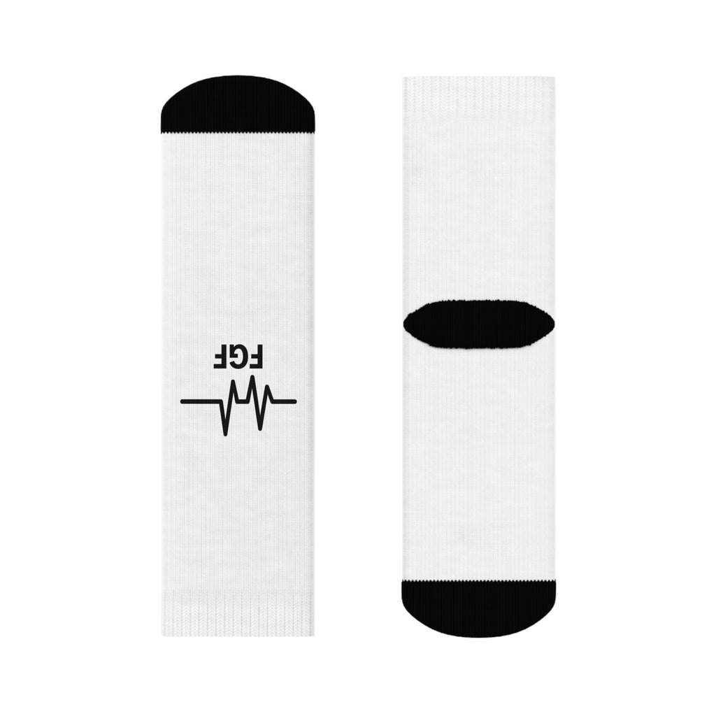 Finna Get Fit Heartbeat Minimalist Crew Socks-with small Black graphic Everyday Casual Athletic Socks