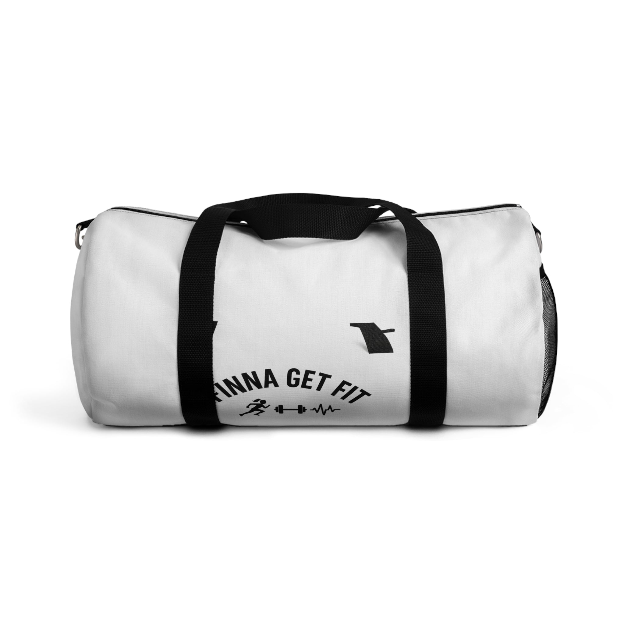"Finna Get Fit" White Fitness Duffel Bag- Gym Workout Travel Bag