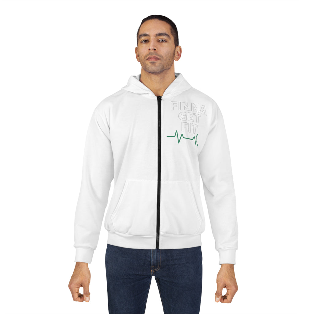 Finna Get Fit Zip Hoodie – Fitness Graphic Zip-Up with Heartbeat Line