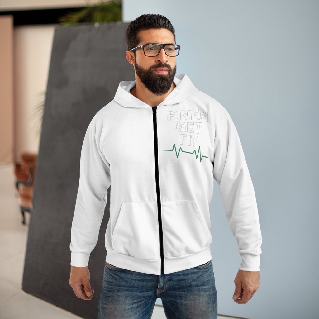 Finna Get Fit Zip Hoodie – Fitness Graphic Zip-Up with Heartbeat Line